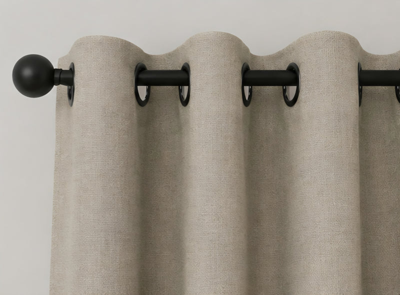 Brushed Eyelet Blackout Thermal Curtains - Neutral - 117cm x 183cm