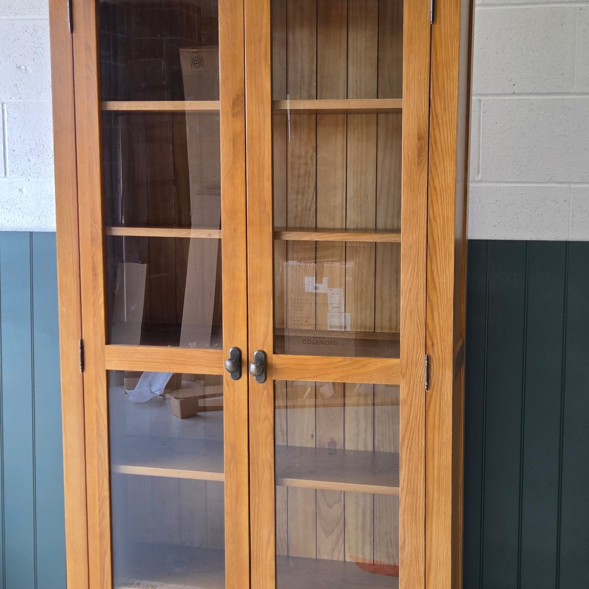 Oakland Rustic Oak Glass Display Cabinet