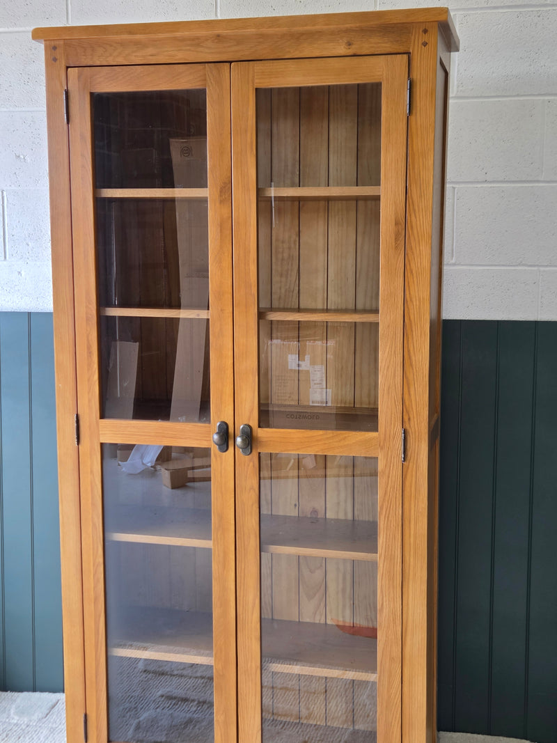 Oakland Rustic Oak Glass Display Cabinet