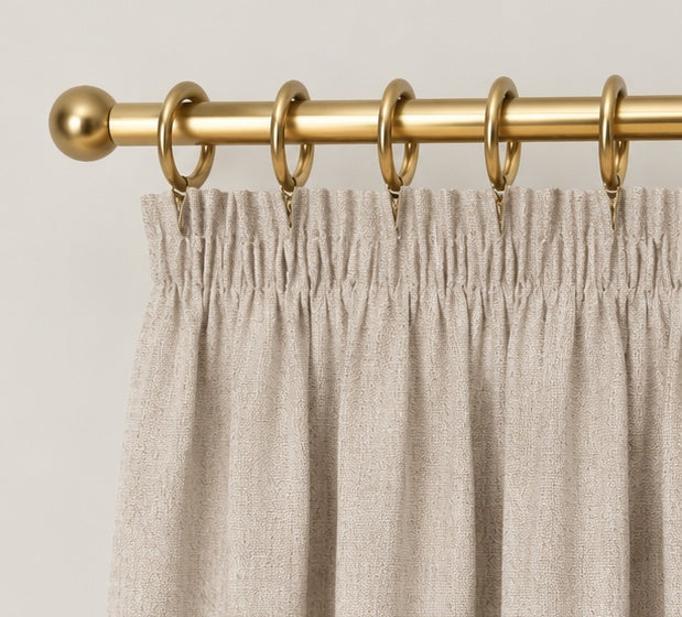Brushed Pencil Pleat Blackout Thermal Curtains - Champagne - 168cm x 137cm
