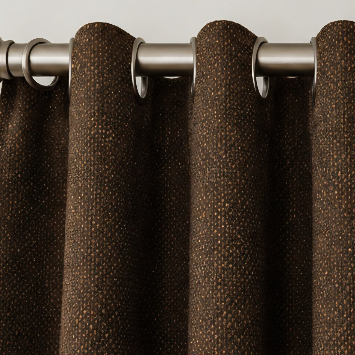 Brushed Pencil Pleat Blackout Thermal Curtains - Chocolate - 117cm x 229cm