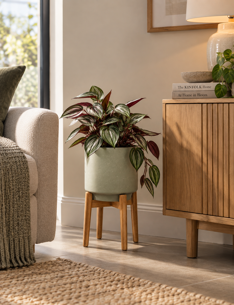Large Ceramic Planter With Stand - Grey