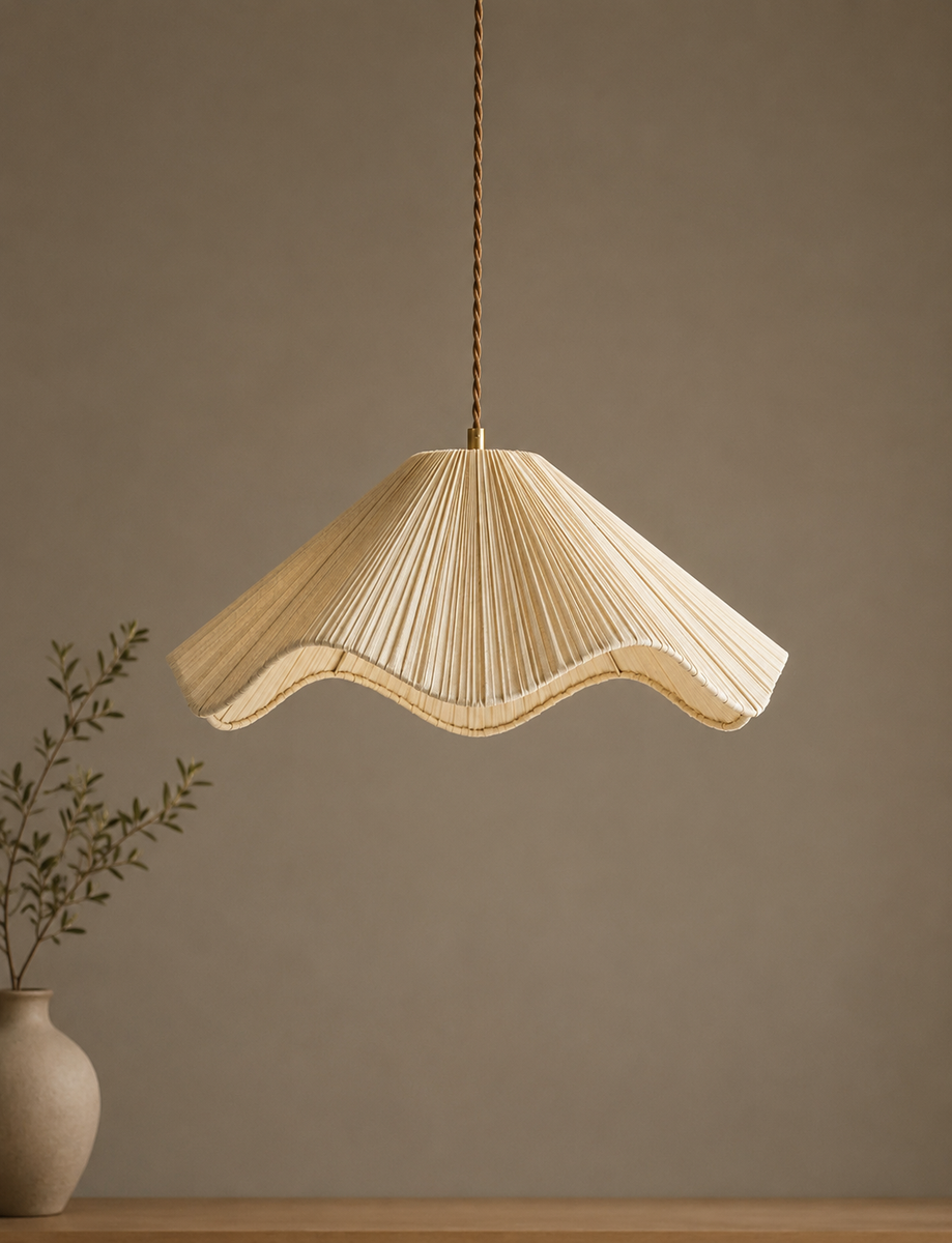 Wave Pleated Easy Fit Ceiling Lamp Shade - Cream