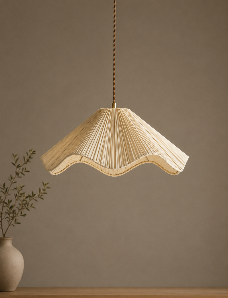 Wave Pleated Easy Fit Ceiling Lamp Shade - Cream