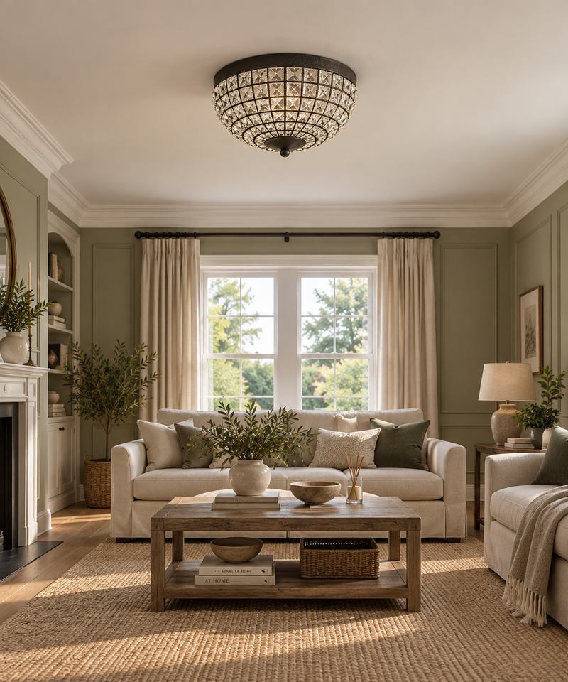 Gem Ball Flush Ceiling Light - Antique Brass