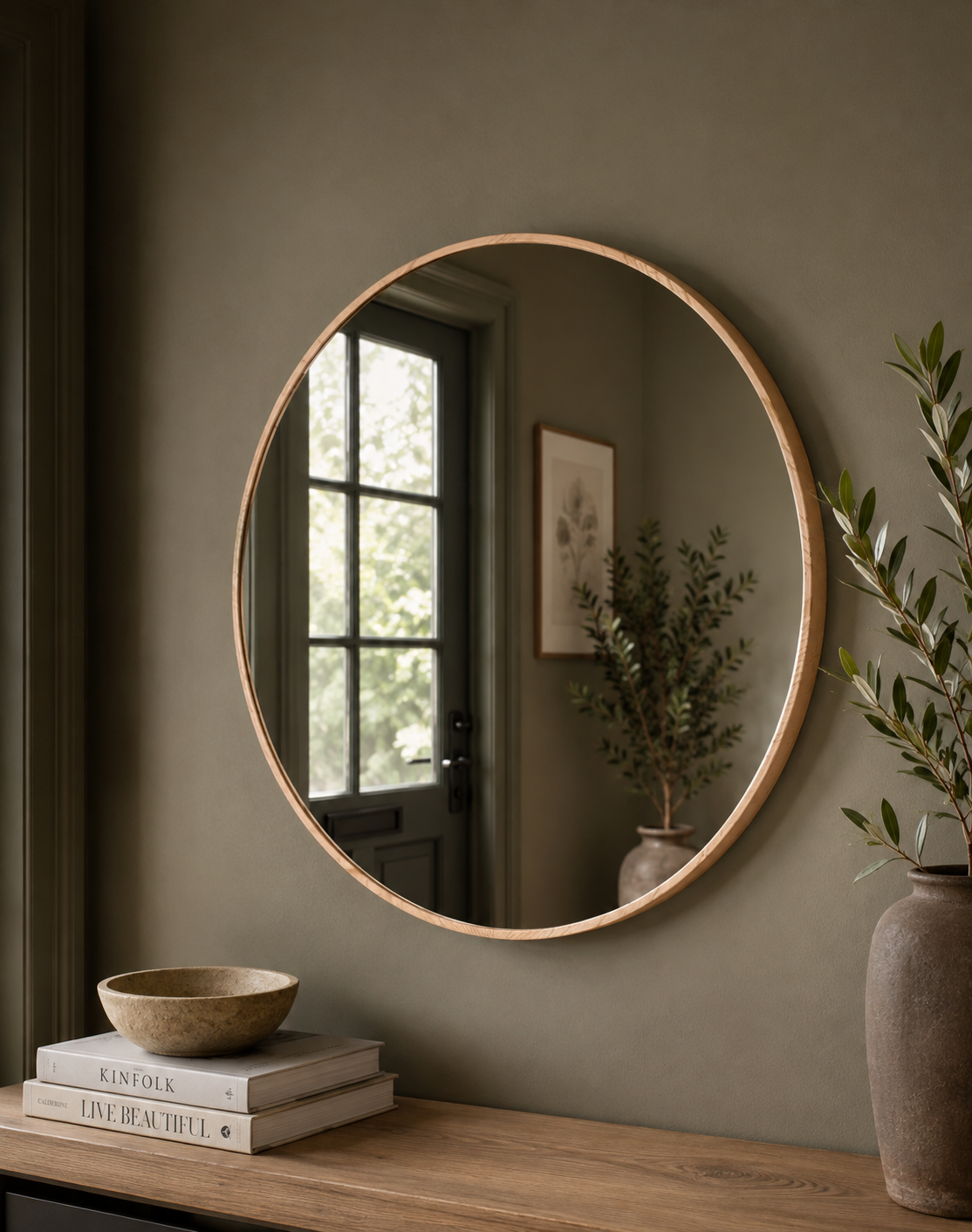 Milan Pine Circle Mirror - Natural 60 x 60