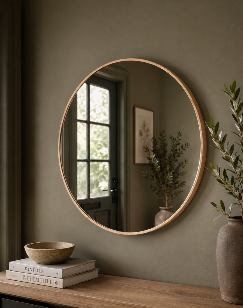 Milan Pine Circle Mirror - Natural 60 x 60