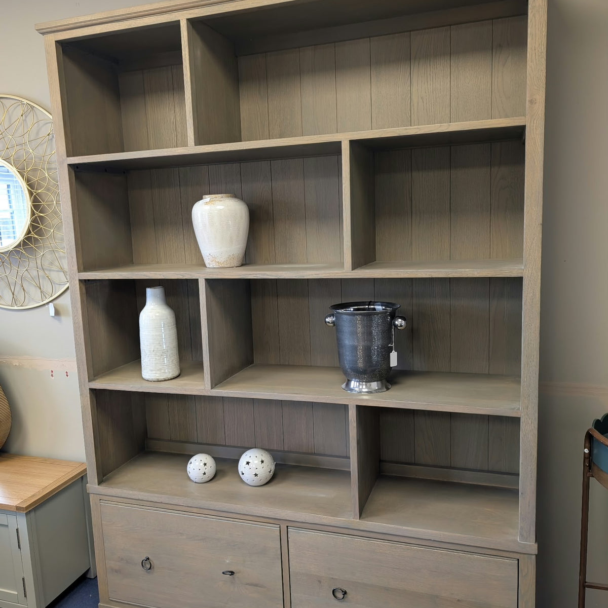 Elkstone Smoked Oak Large Divider Bookcase