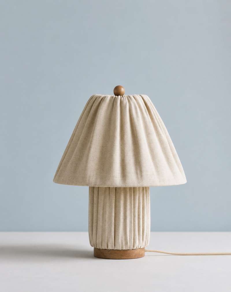 Soft Pleated Fabric Table Lamp - Neutral