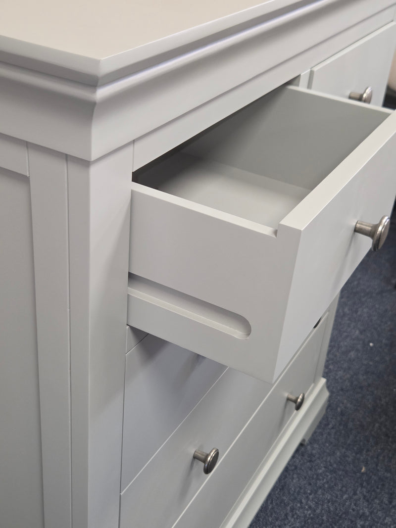 Chantilly Pebble Grey 5 Drawer Chest