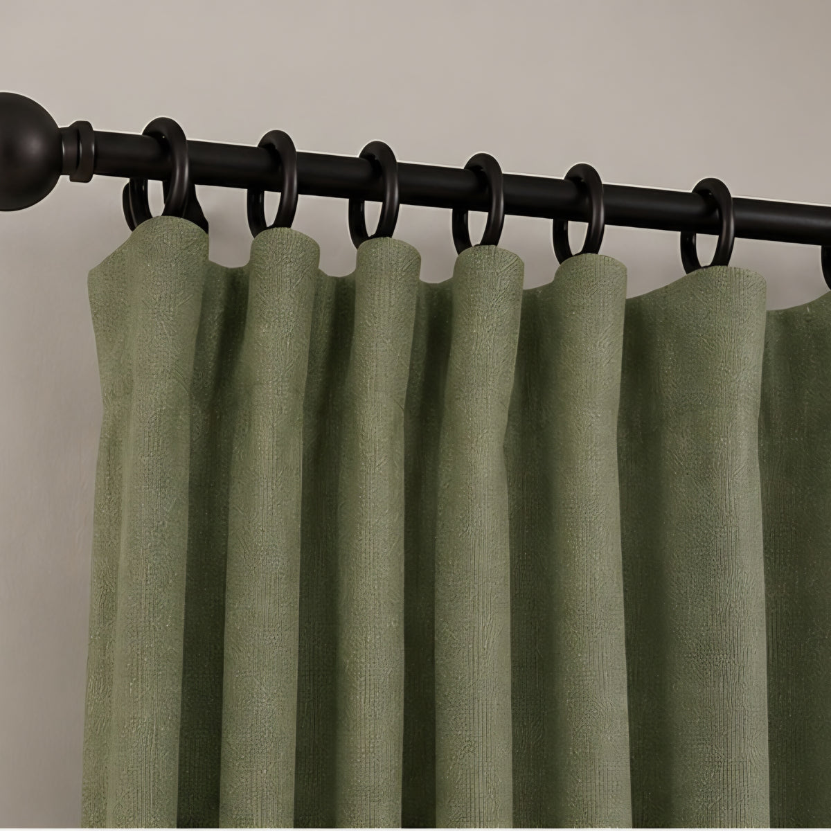 Brushed Pencil Pleat Blackout Thermal Curtains - Olive - 117cm x 229cm
