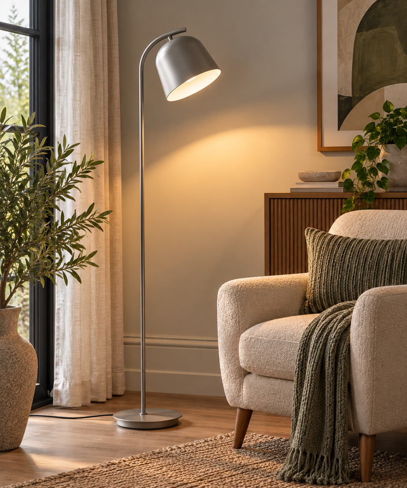 Finn Scandi Metal Floor Lamp - Grey