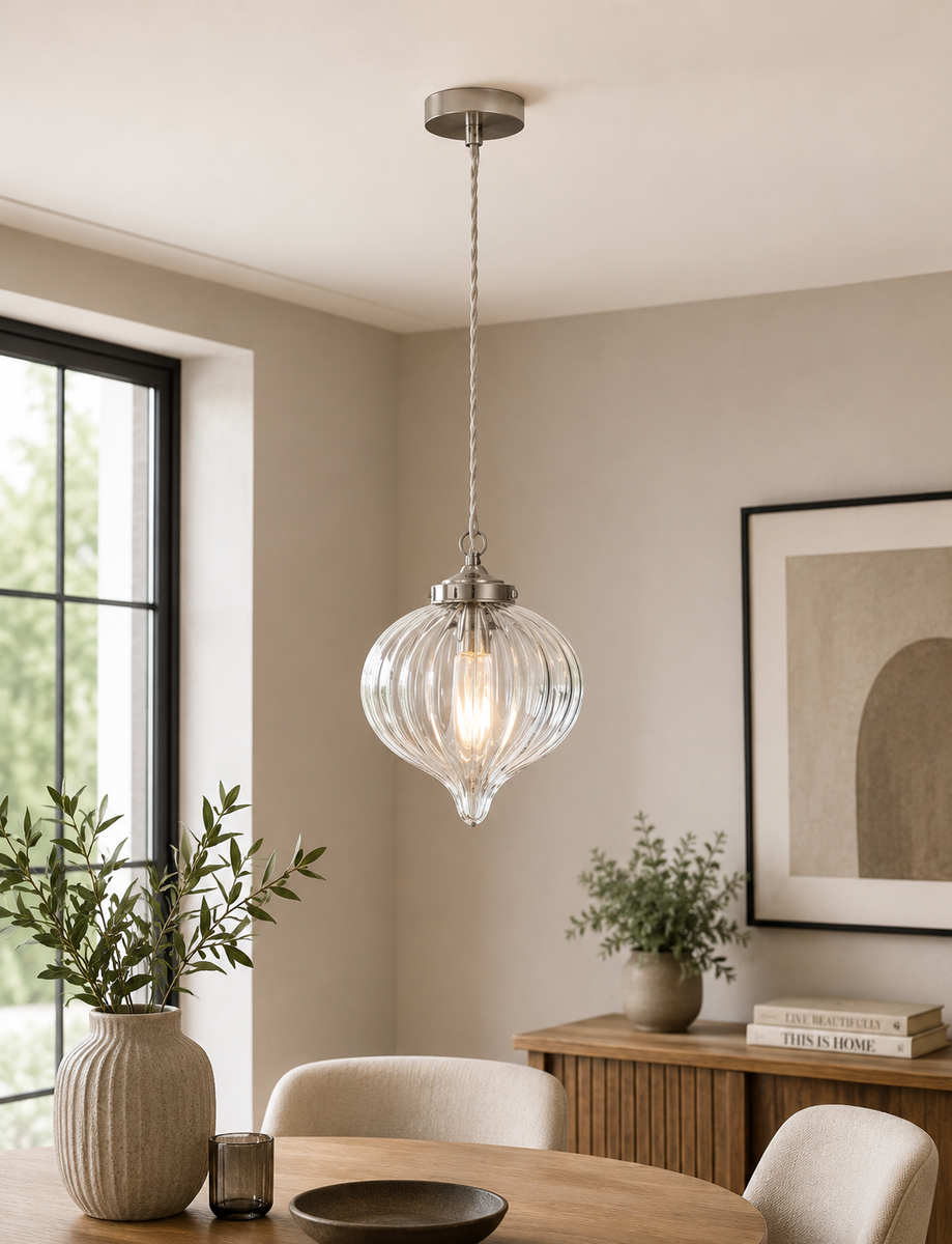 Glass Teardrop Pendant Light