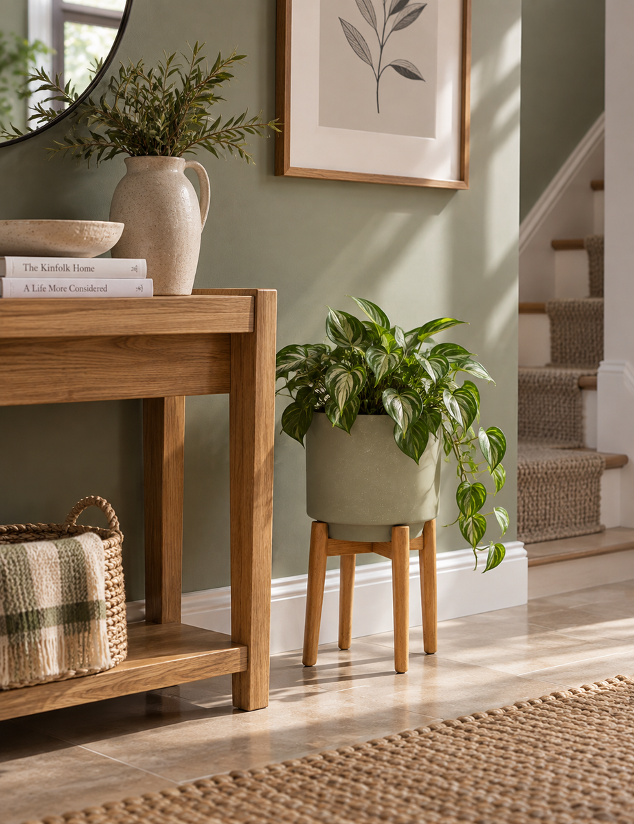 Large Ceramic Planter With Stand - Grey