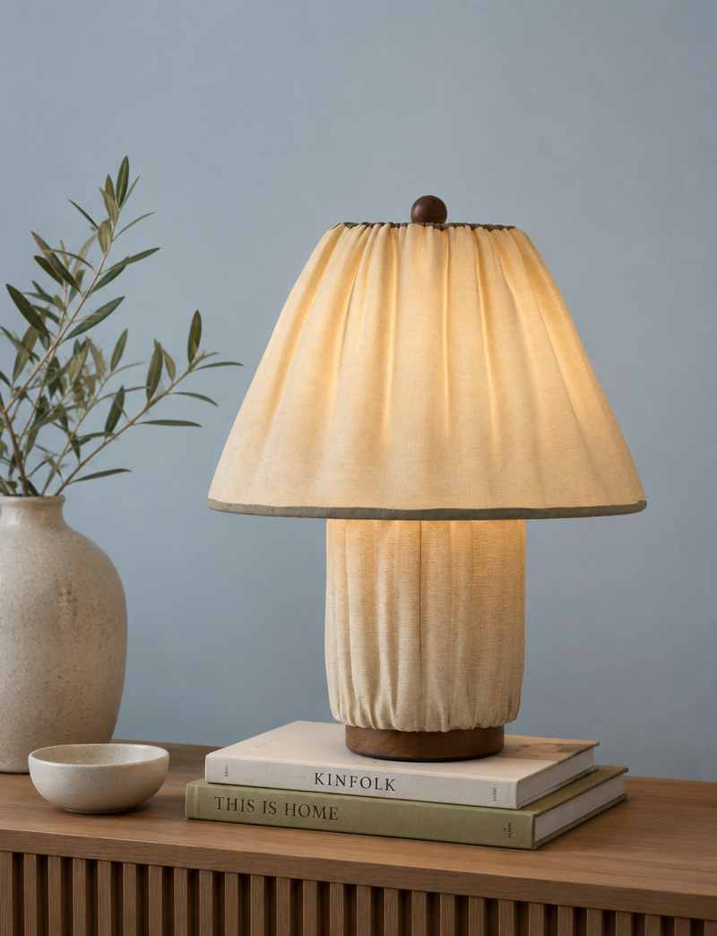 Soft Pleated Fabric Table Lamp - Neutral