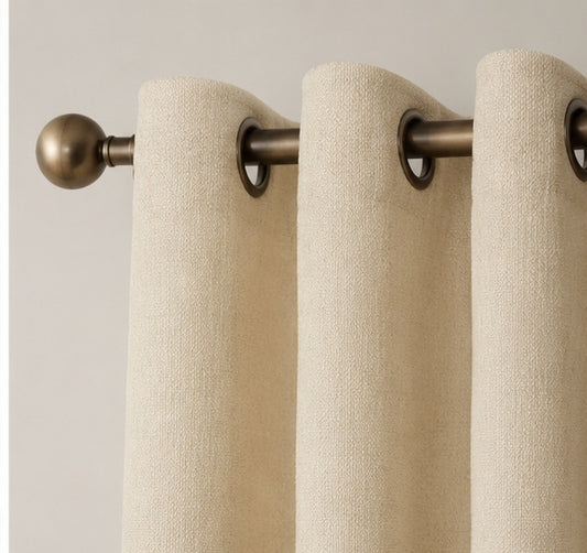 Brushed Eyelet Blackout Thermal Curtains - Cream - 117cm x 137cm