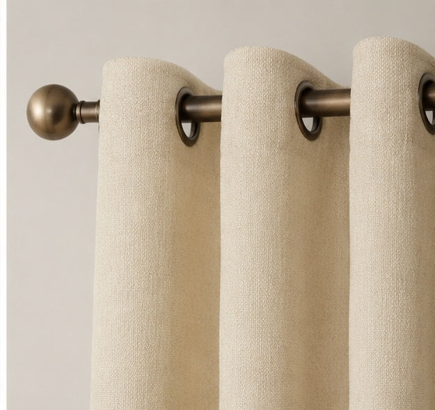 Brushed Eyelet Blackout Thermal Curtains - Cream - 117cm x 137cm