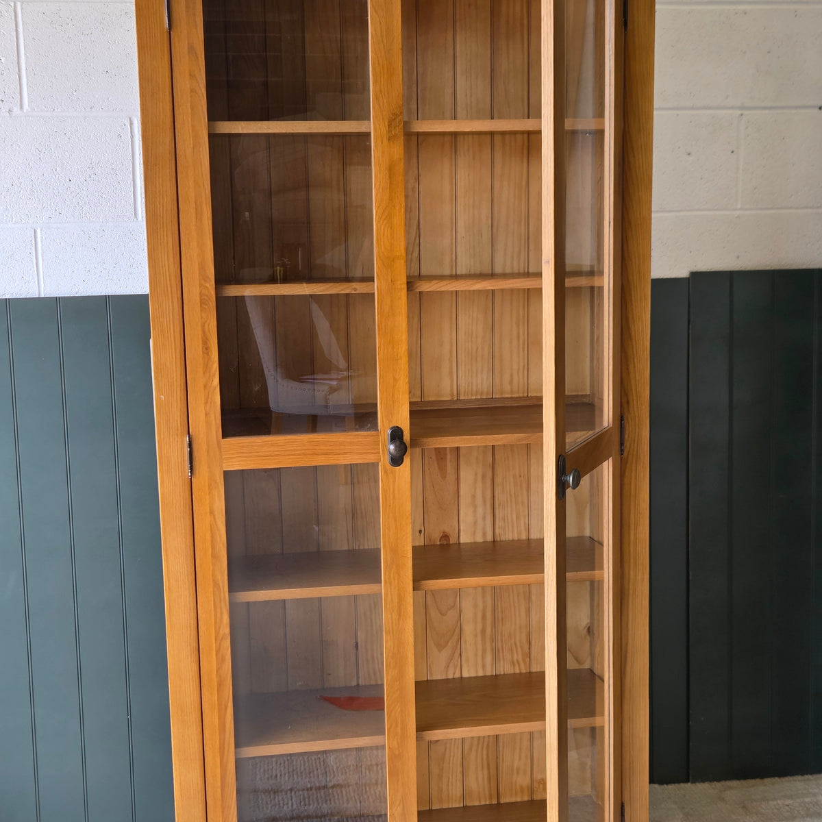 Oakland Rustic Oak Glass Display Cabinet