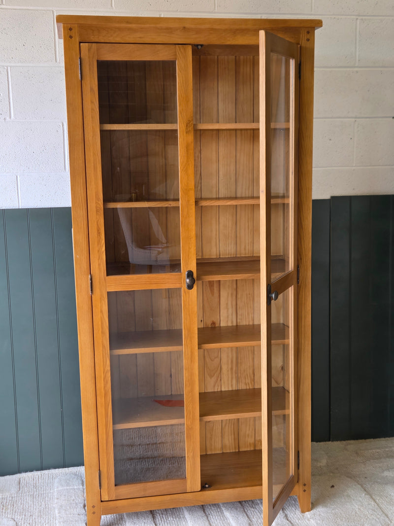 Oakland Rustic Oak Glass Display Cabinet