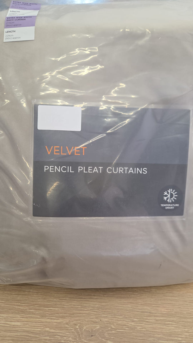 Velvet Pencil Pleat Curtains - Champagne - 218cm x 229cm