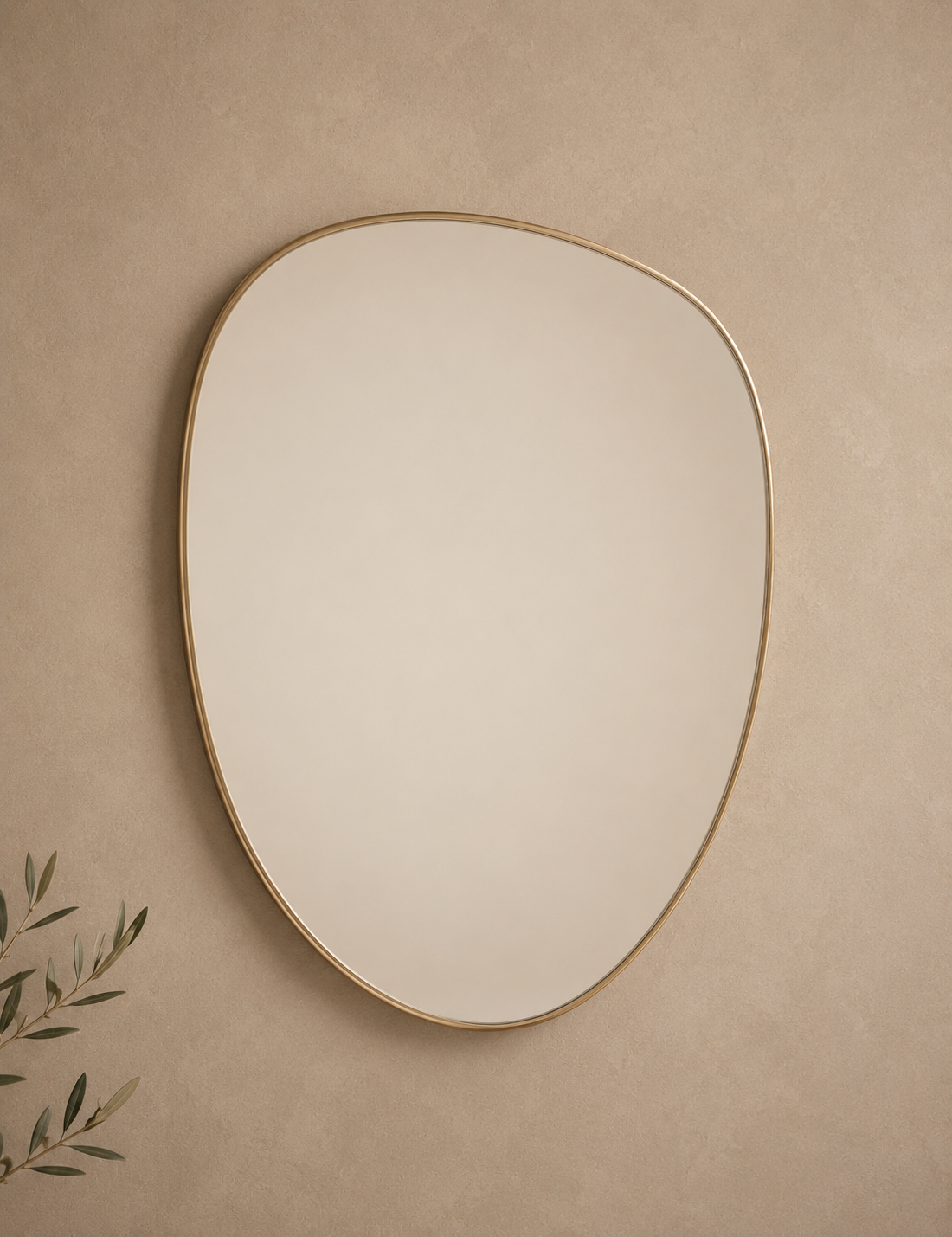 Pebble Metal Curved Wall Mirror - Antique Brass