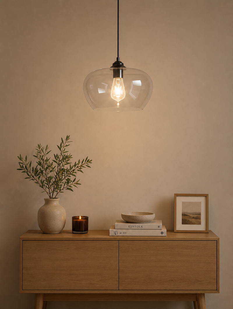 Clear Glass Oval Shape Pendant Light