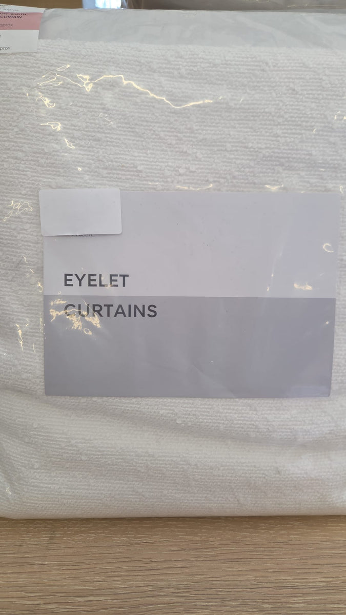 Bouclé Eyelet Curtains - Cream - 117cm x 137 cm