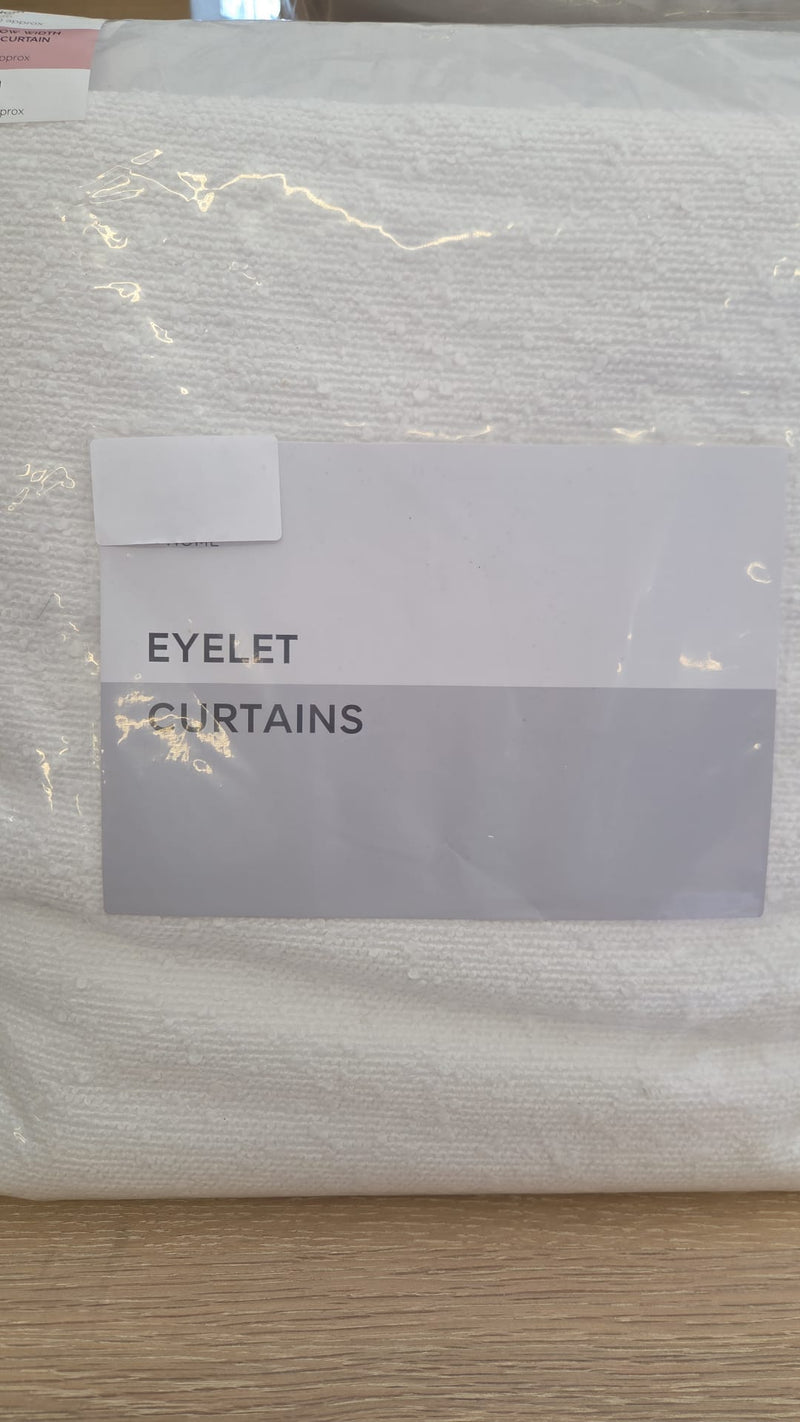 Bouclé Eyelet Curtains - Cream - 117cm x 137 cm