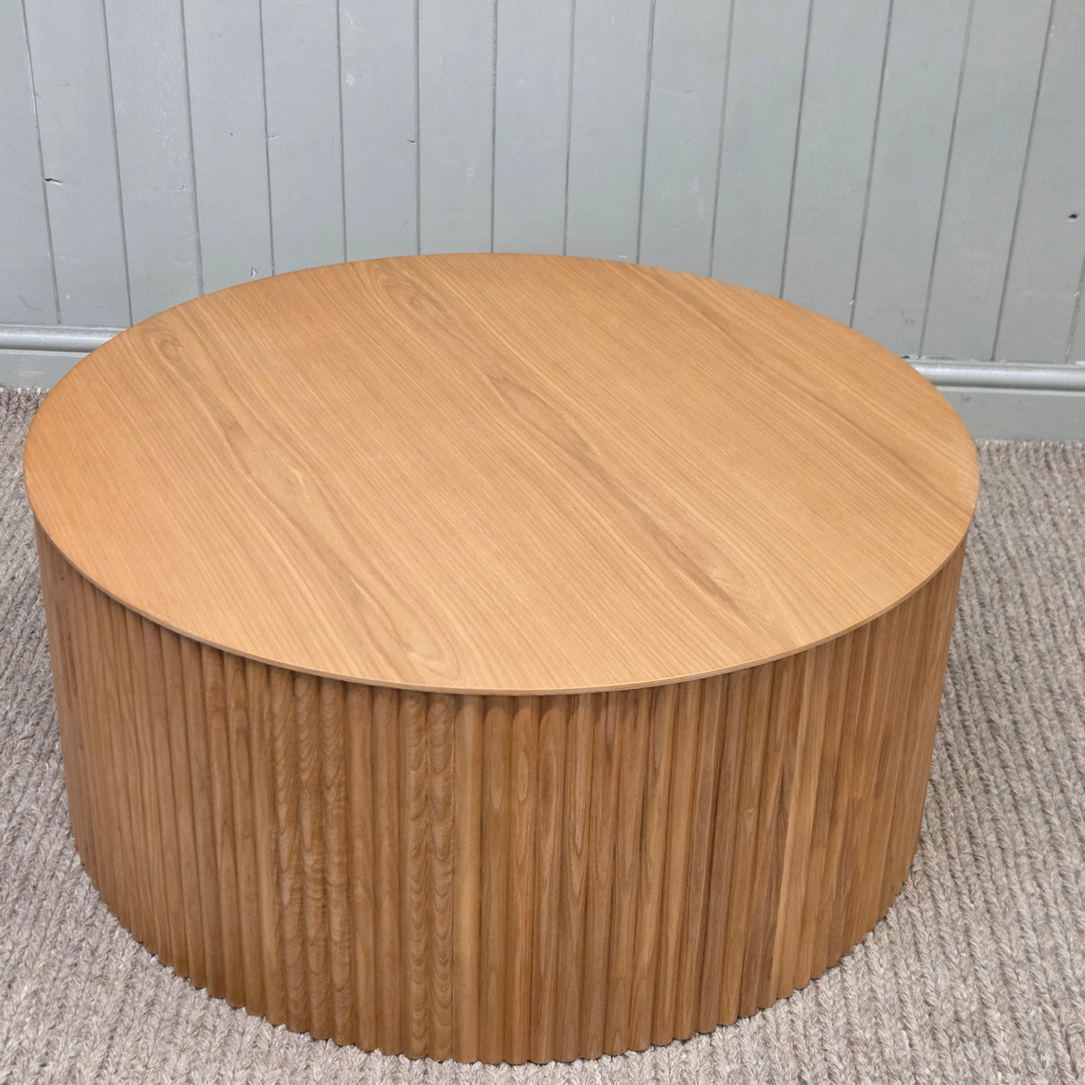 Fluted Wood Round Coffee Table
