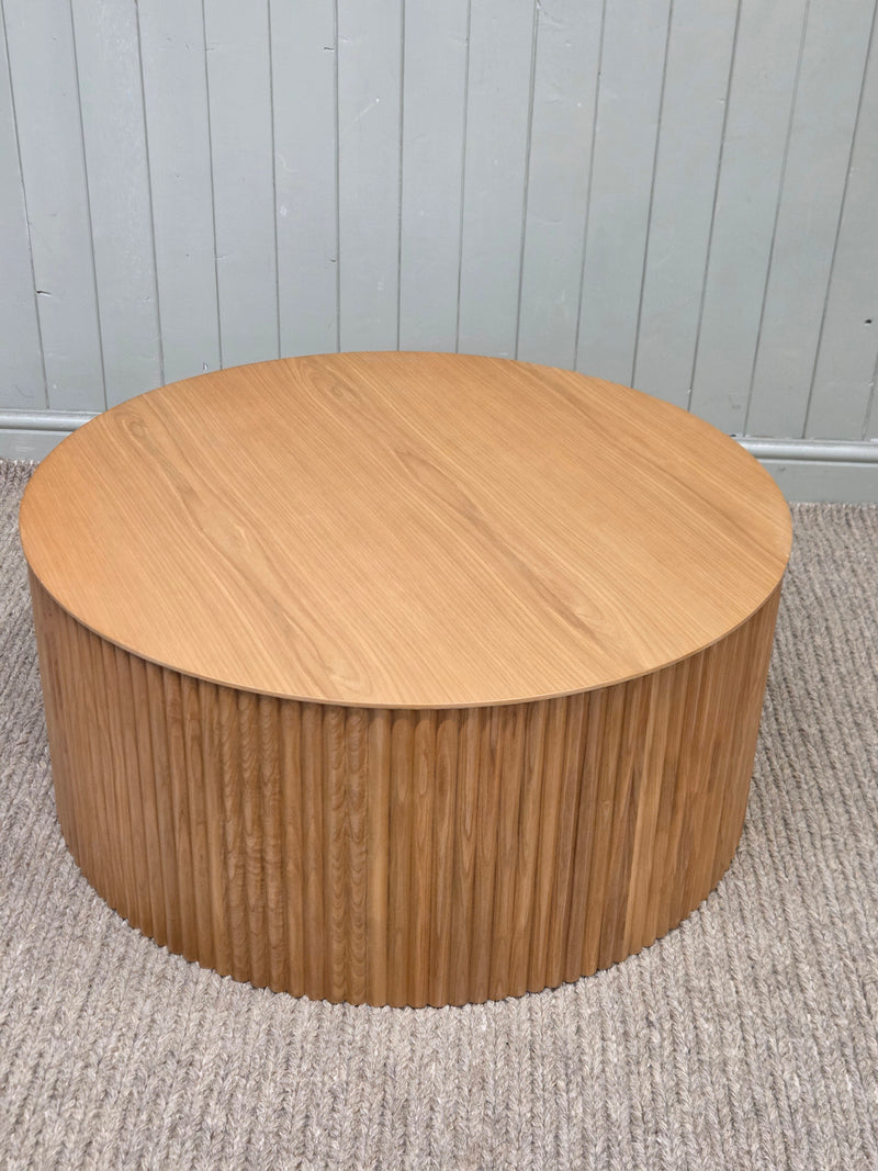 Fluted Wood Round Coffee Table