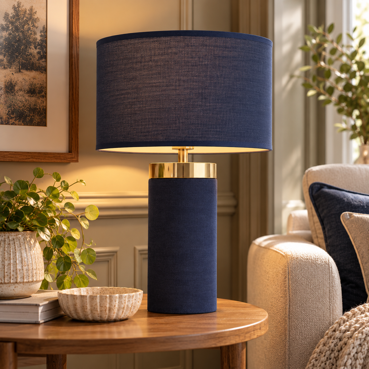 Velvet Base Table Lamp - Blue
