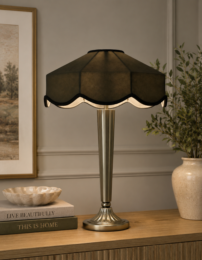 Deco Velvet Scallop Shade Table Lamp