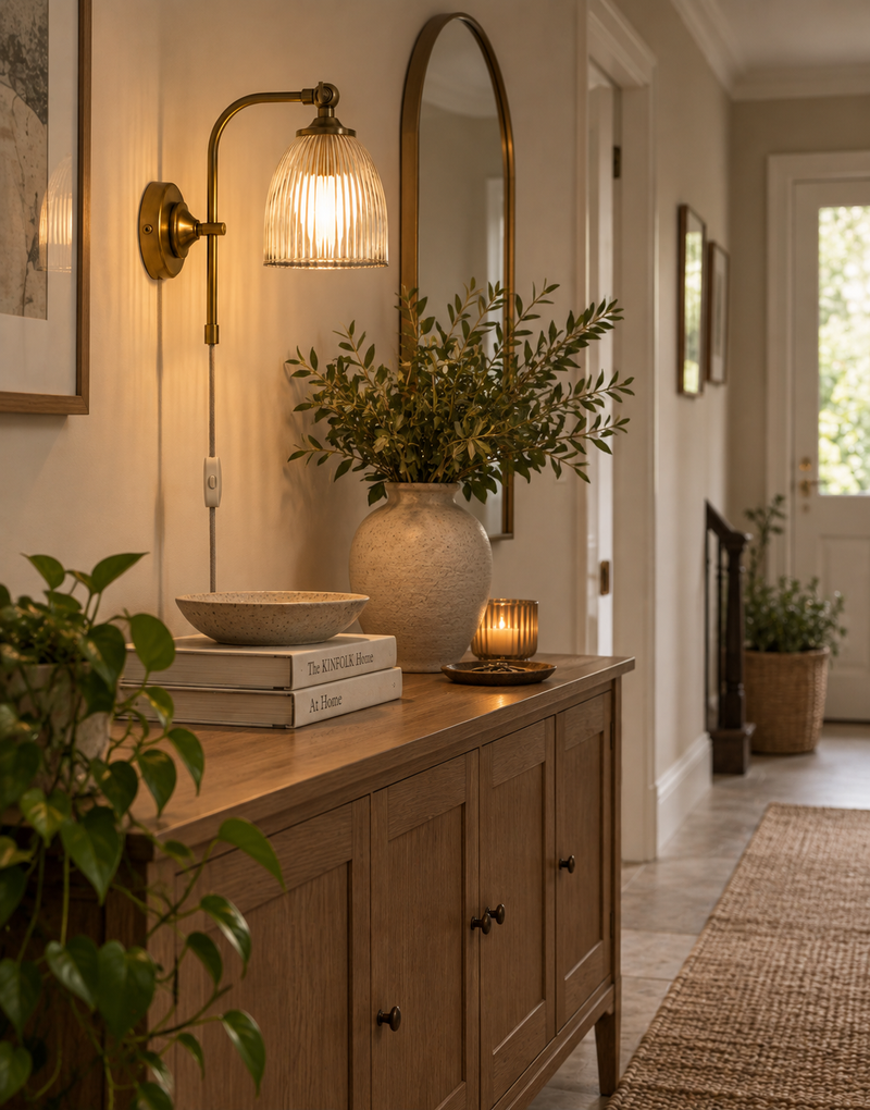 Ribbed Plug In Wall Light