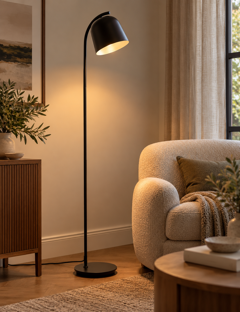 Finn Scandi Metal Floor Lamp - Black