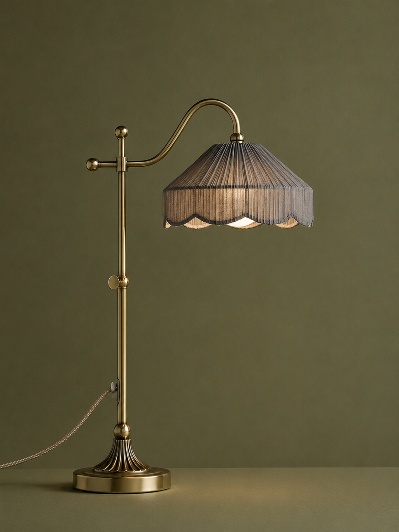 Pleated Table Lamp - Antique Brass