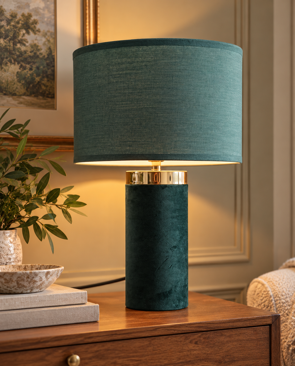 Velvet Base Table Lamp - Green