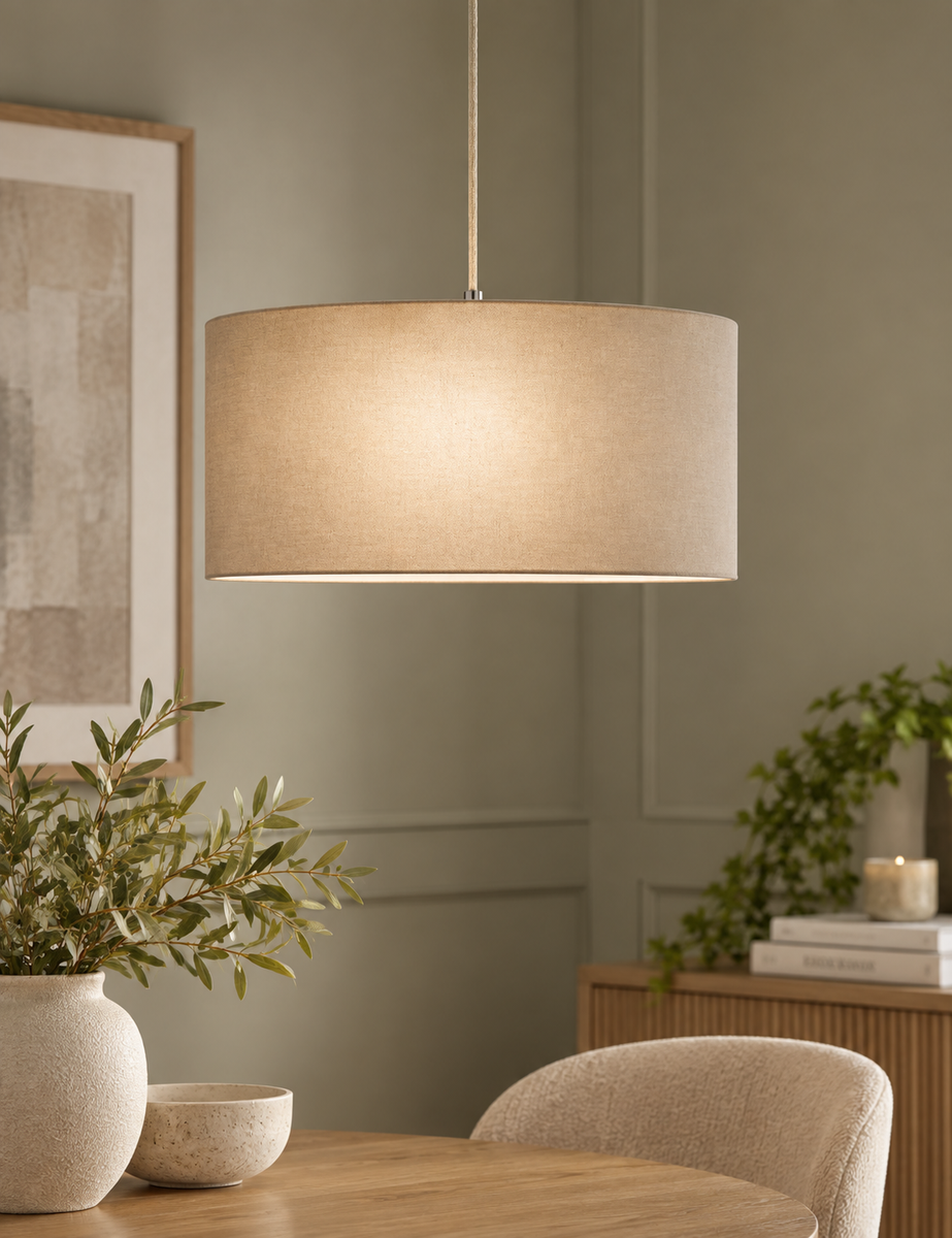 Velvet Oversized Ceiling Lamp Shade- Ivory