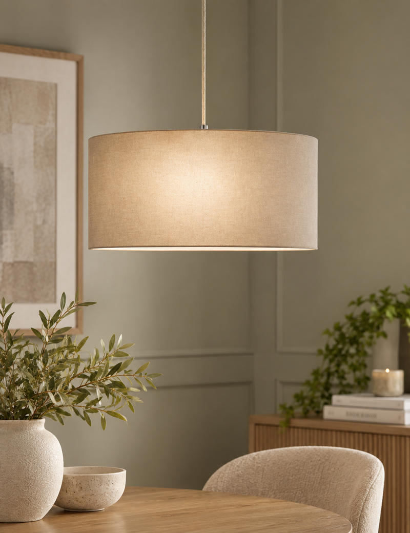 Velvet Oversized Ceiling Lamp Shade- Ivory