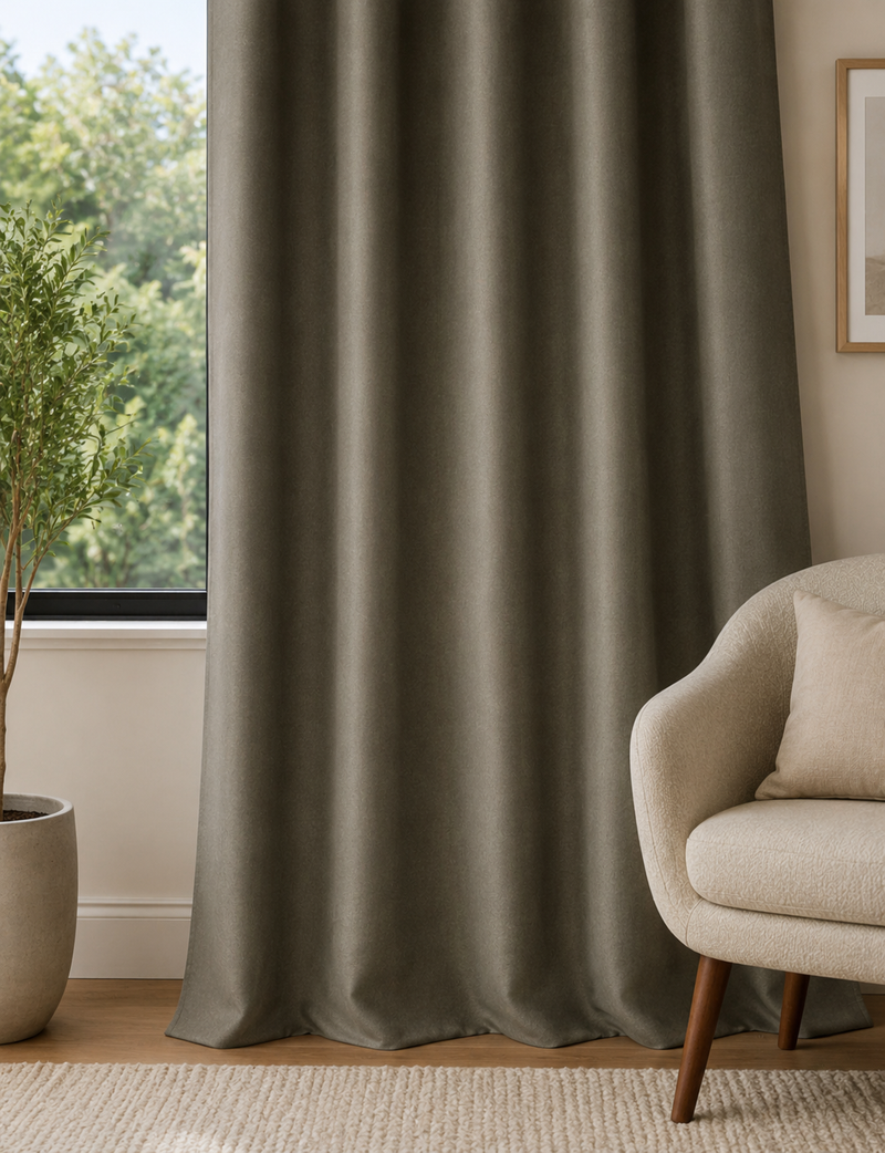 Velvet Eyelet Ultra Thermal Curtains - Light Grey - 168cm x 137cm