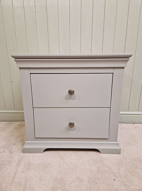 Chantilly Pebble Grey Large 2 Drawer Bedside Table