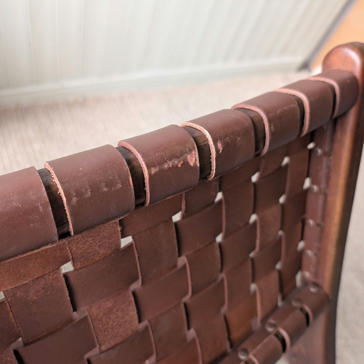 Teak Wood Counter Chair Perugia with Braided Seat Surface- Pair