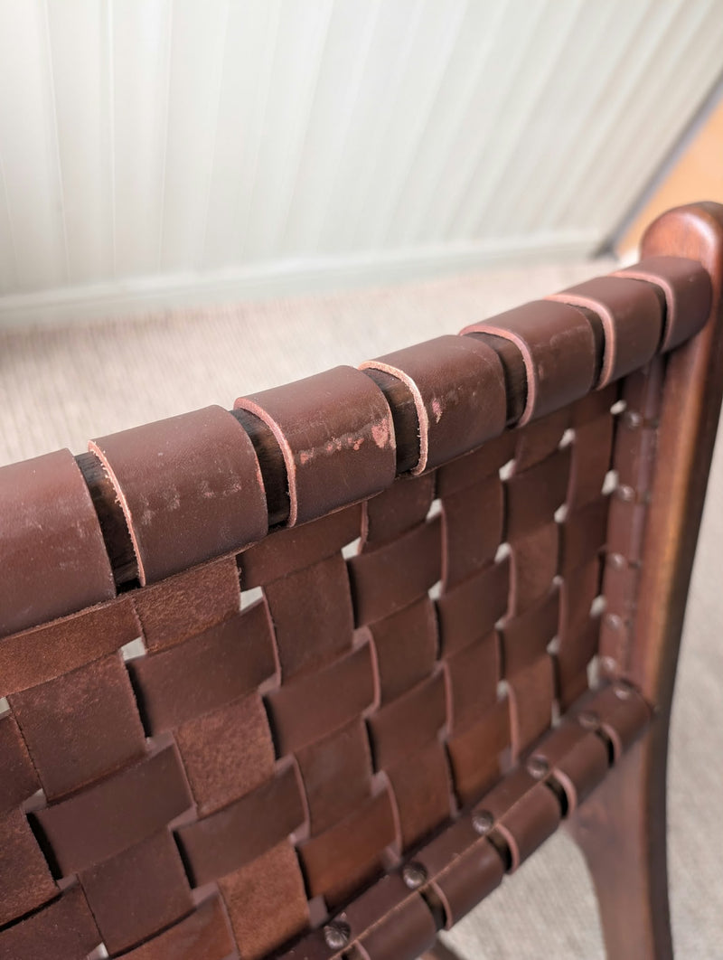 Teak Wood Counter Chair Perugia with Braided Seat Surface- Pair