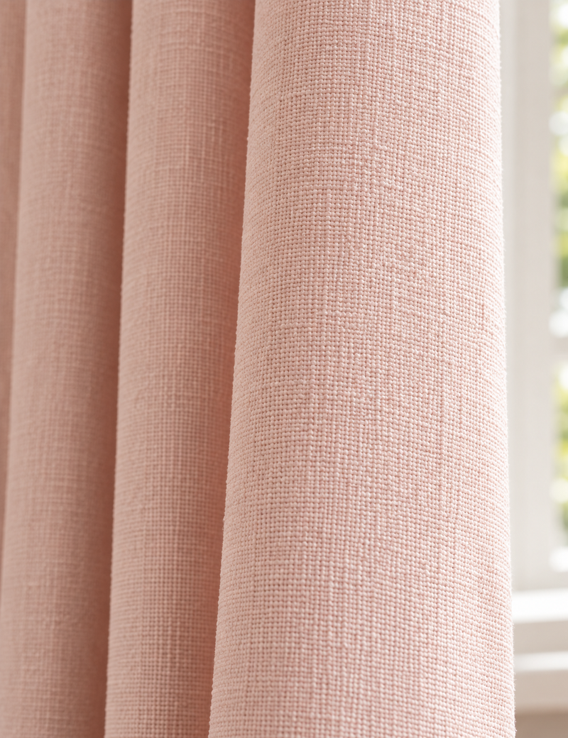 Brushed Pencil Pleat Blackout Ultra Thermal Curtains - Blush - W168cm x L137 cm