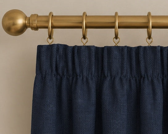 Brushed Pencil Pleat Blackout Thermal Curtains - Navy - 168cm x 229cm
