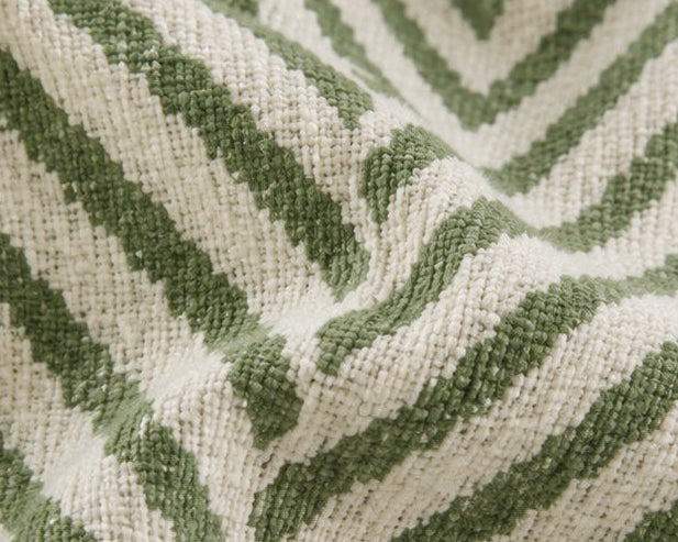 Textured Herringbone Eyelet Curtains - Green - 117cm x 137cm