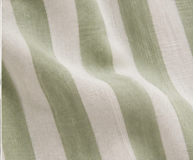 Pure Cotton Striped Multiway Curtains - Green Mix - 168cm x 229cm