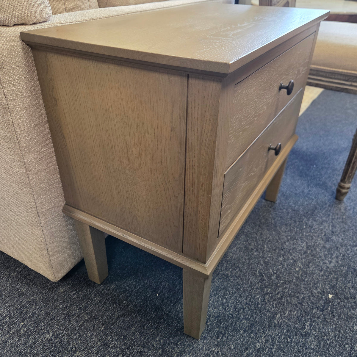 Bibury Smoked Oak Wide 2 Drawer Bedside