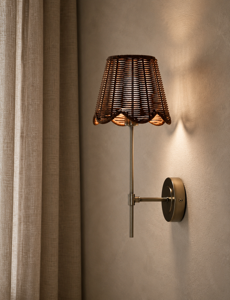 Wicker Scalloped Wall Light