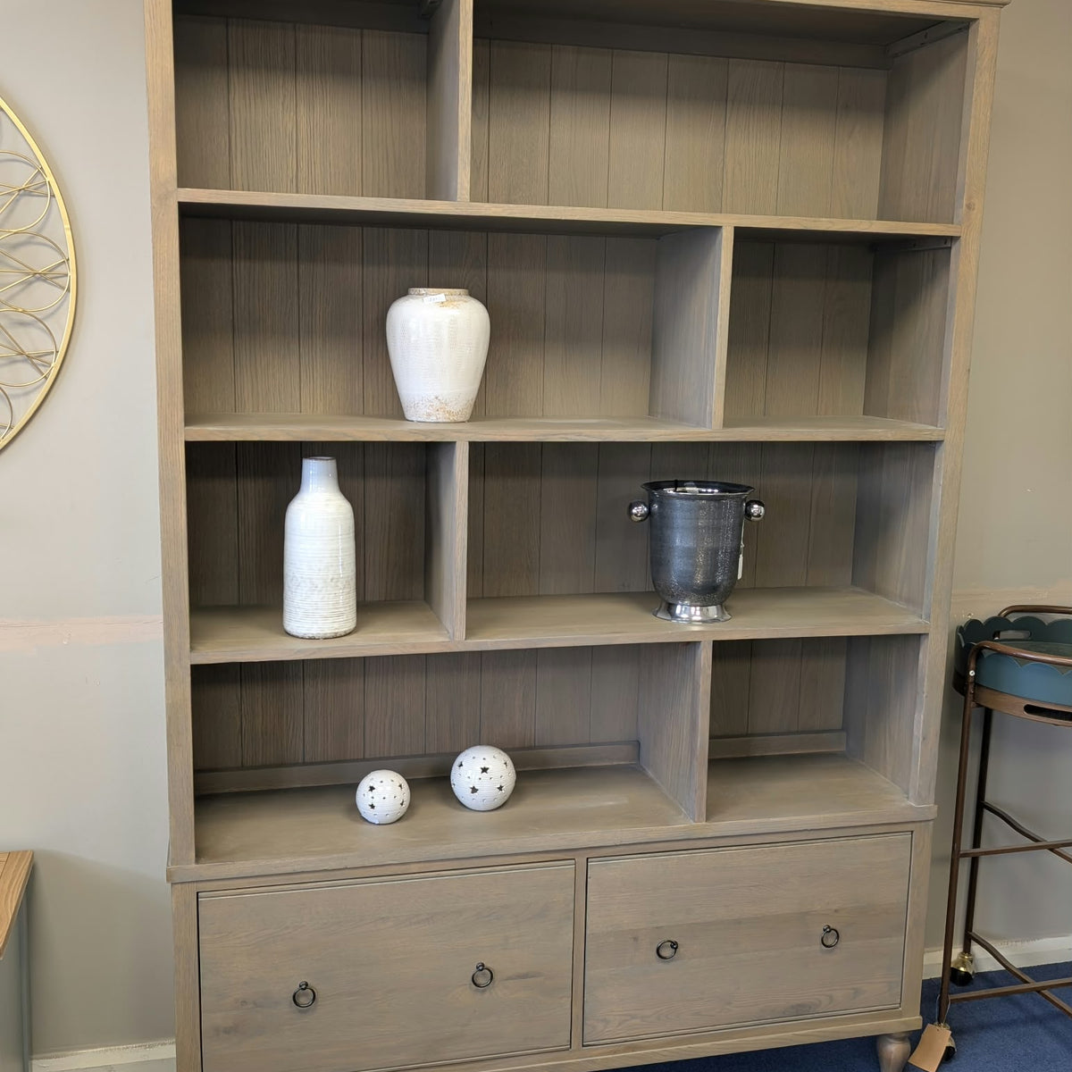 Elkstone Smoked Oak Large Divider Bookcase