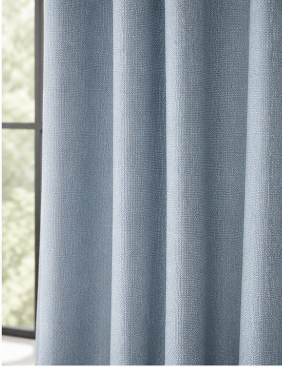 Brushed Multiway Blackout Curtains - Mid Blue - 168cm x 229cm